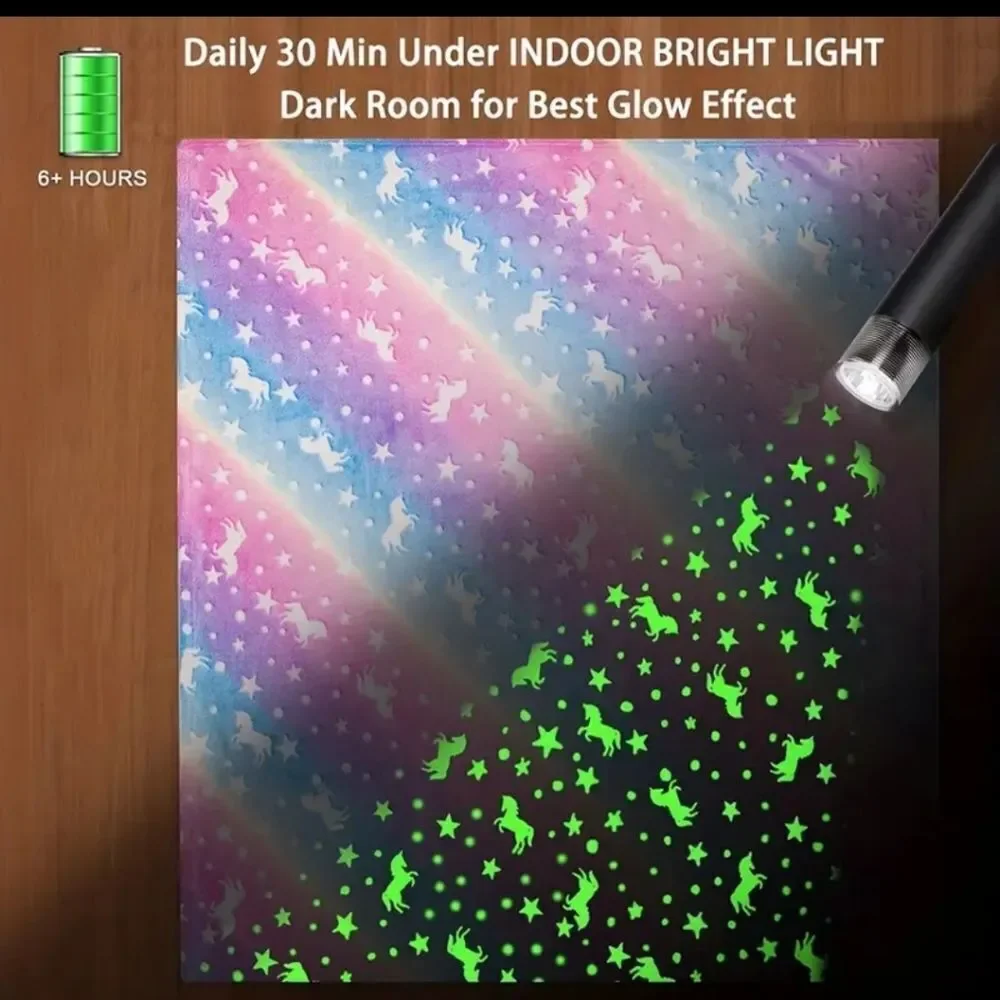 Unicorn glow in the dark throw blanket